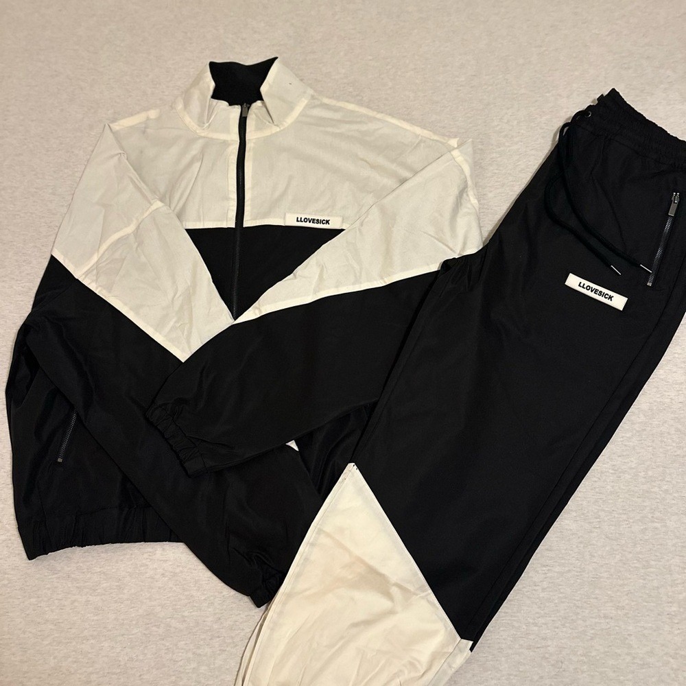 Lovesick Black and Cream Zip-Up Jacket and pants‎